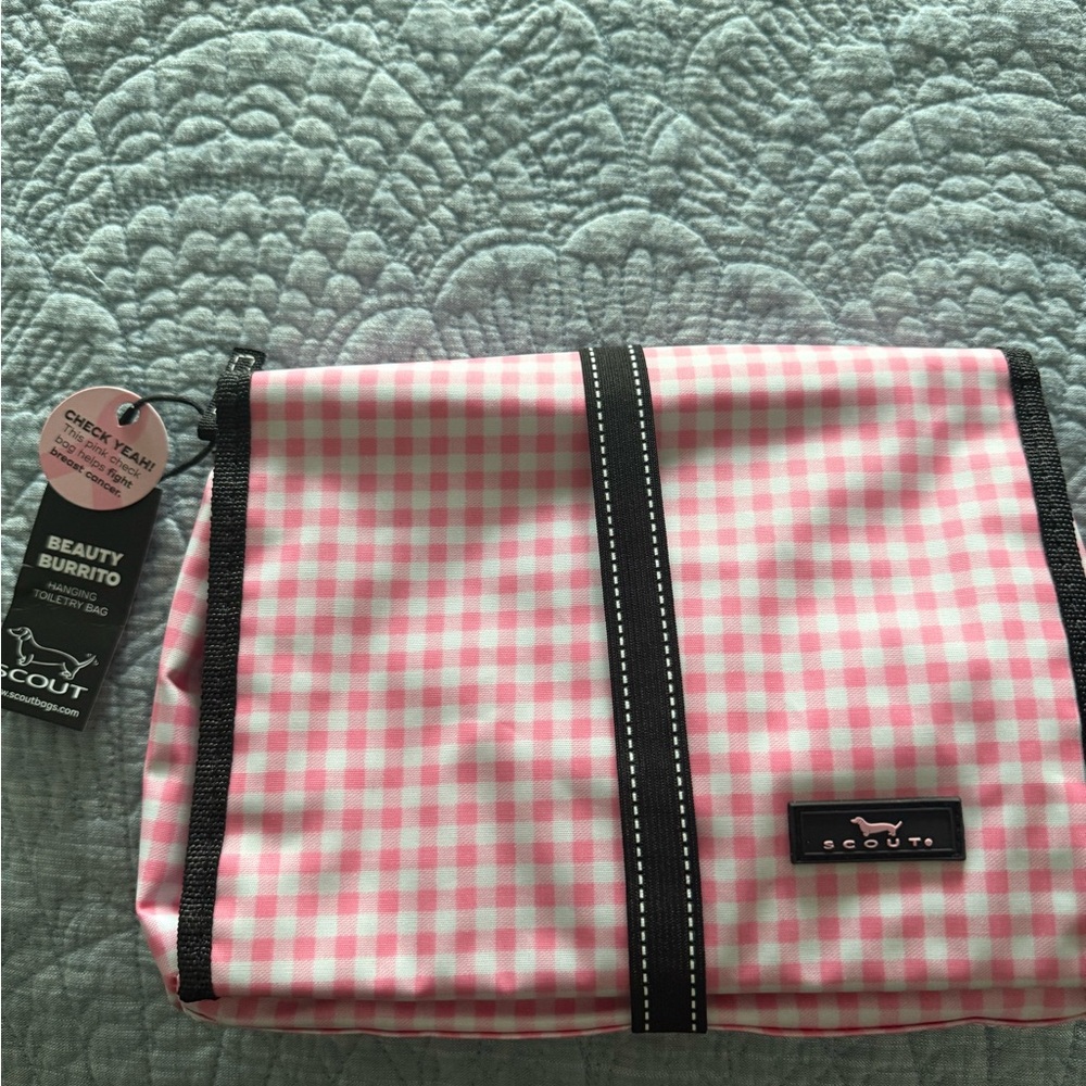 Scout Pink Checkered Beauty Burrito Toiletry Bag